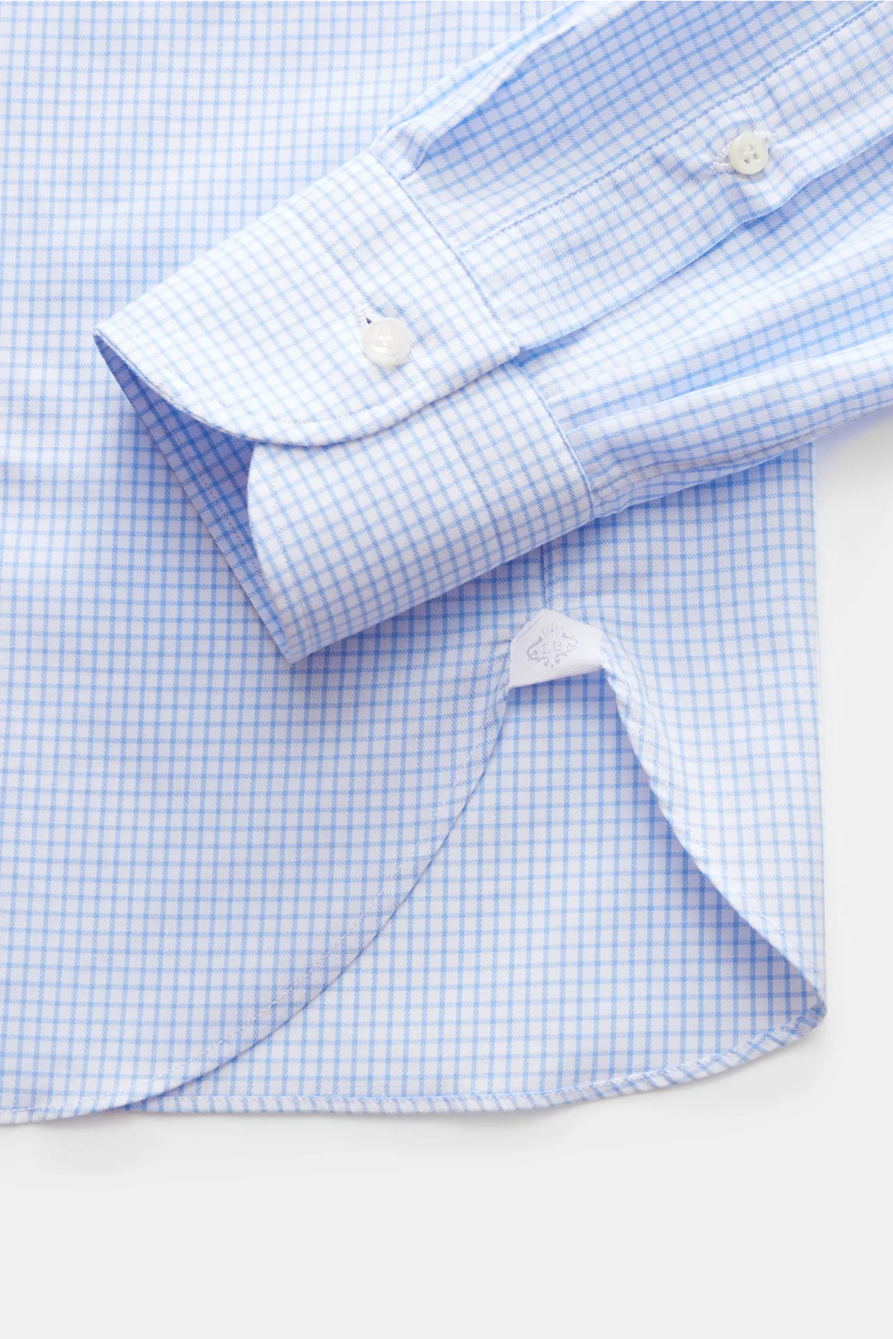 Borrelli - Herren - Business Hemd 'Nando' Haifisch-Kragen weiß/blau kariert – Bild 3