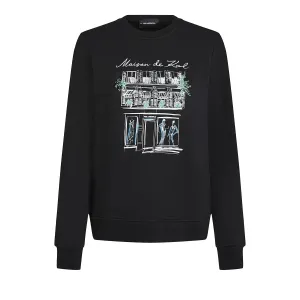 Karl Lagerfeld - Sweatshirt mit Paris-Skizze - Größe S - schwarz Karl Lagerfeld - Sweatshirt mit Paris-Skizze - Größe S - schwarz