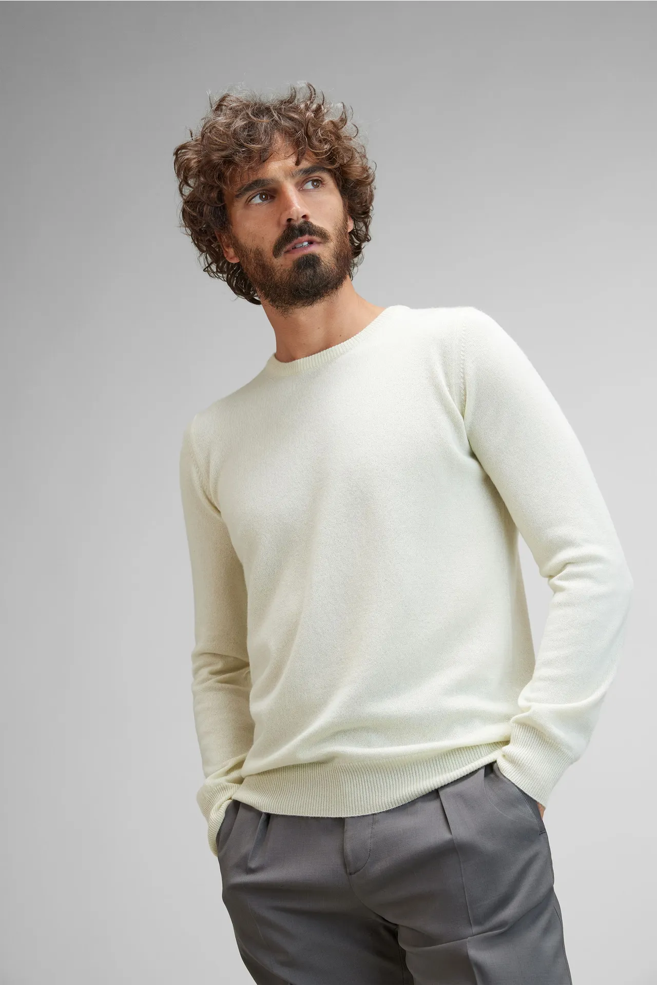 BRAUN Hamburg Essentials - Herren - Cashmere Rundhalspullover hellgelb – Bild 3