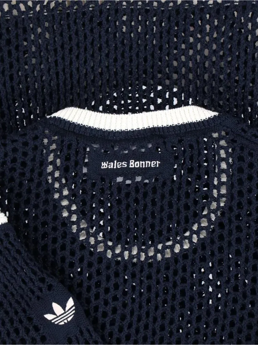 ADIDAS X WALES BONNER - Navy Crochet T-Shirt With White Trefoil Logo - Größe S - blue – Bild 2