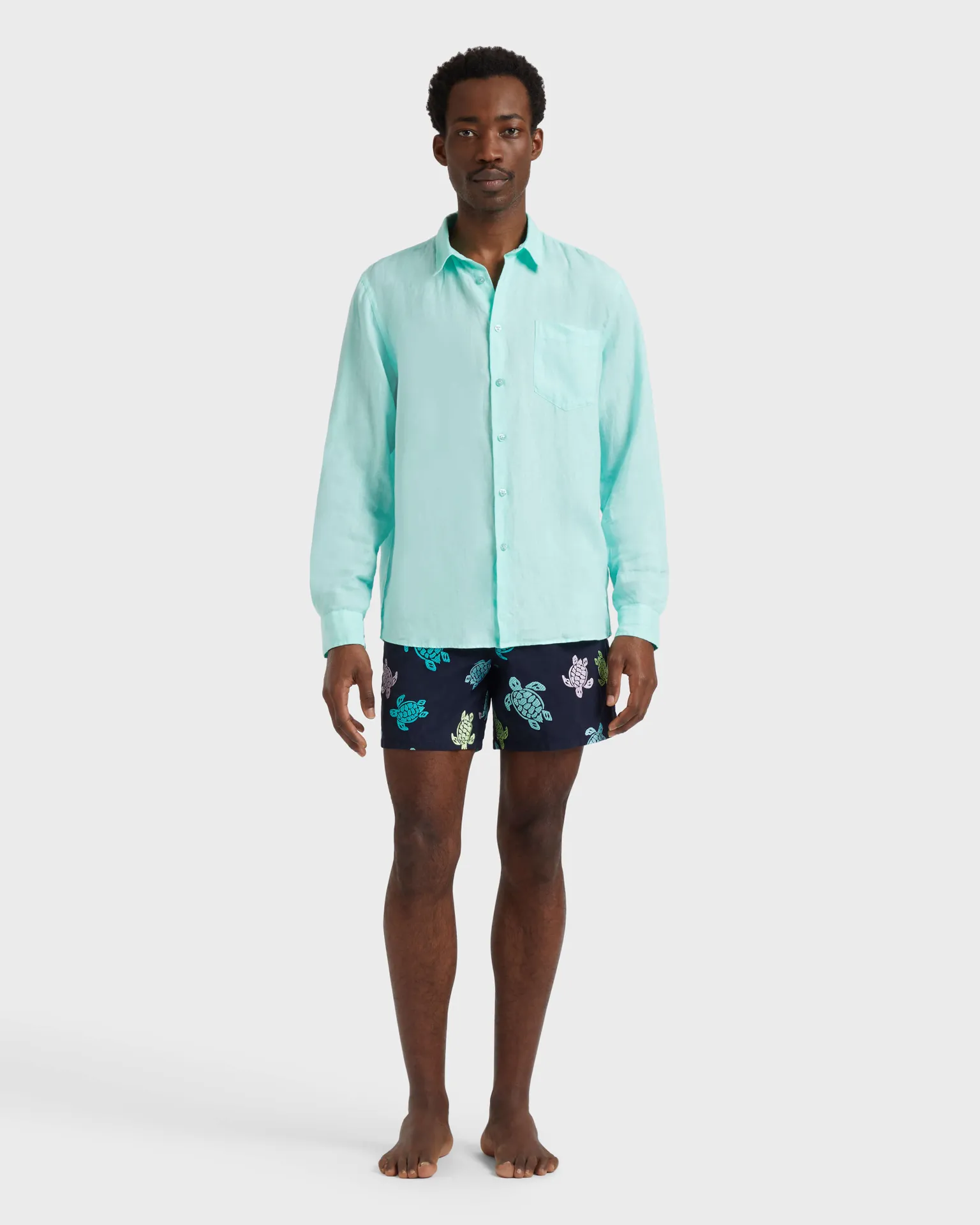 Vilebrequin - Einfarbiges Hemd Aus Leinen Für Herren - Hemd - Caroubis - Grün - Größe S – Bild 3