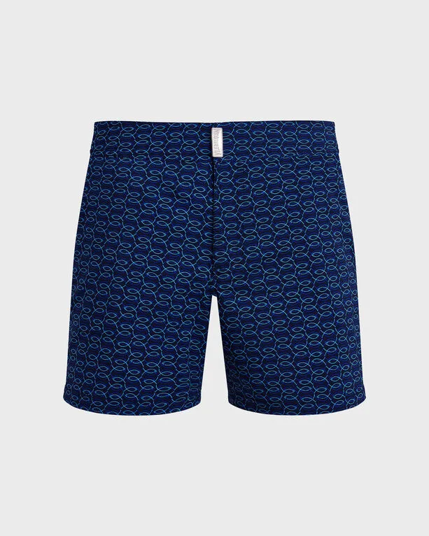 Vilebrequin - Kurze Fish Net Badeshorts Mit Flachem Bund Für Herren - Bademode - Menise - Blau - Größe M Vilebrequin - Kurze Fish Net Badeshorts Mit Flachem Bund Für Herren - Bademode - Menise - Blau - Größe M