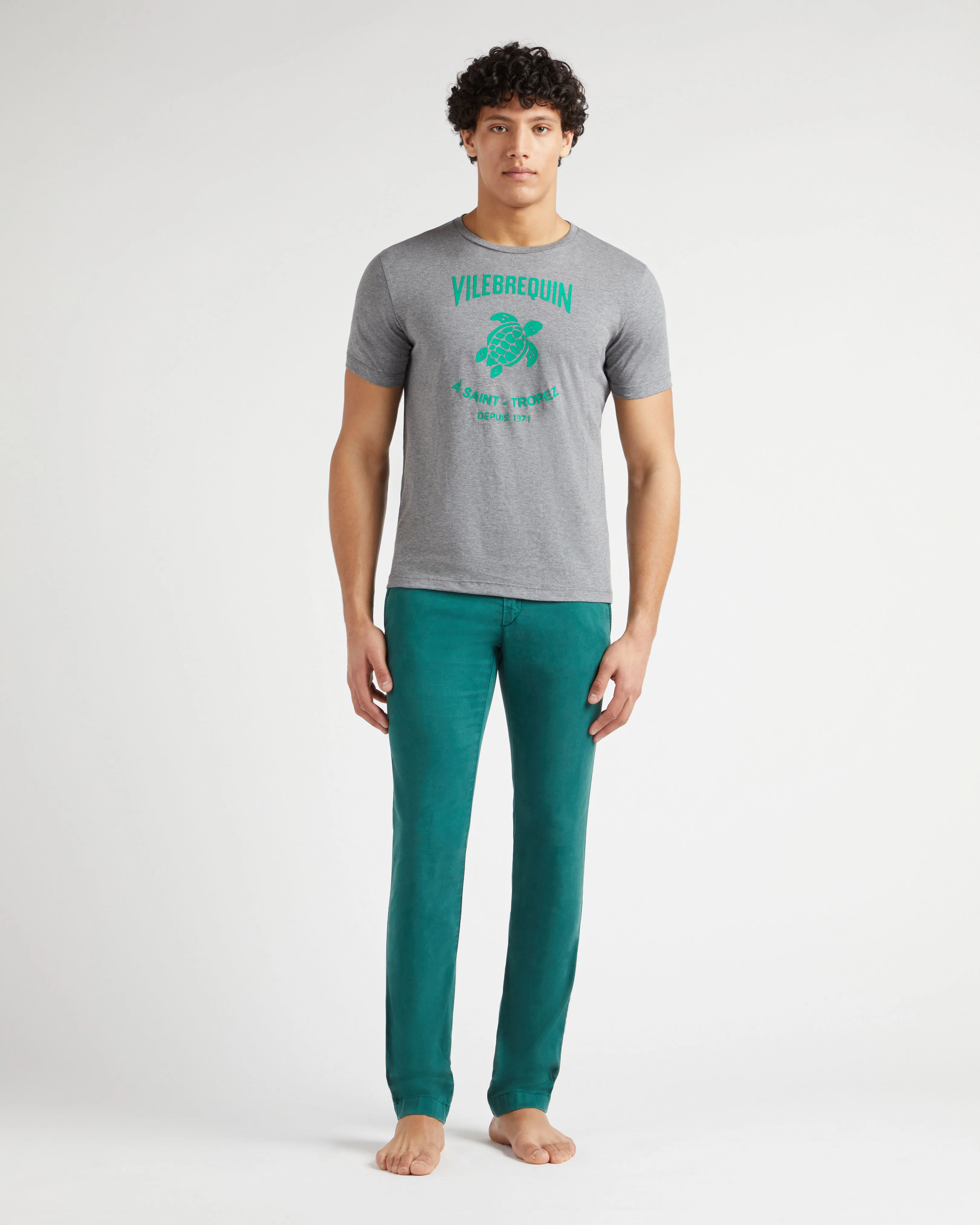 Vilebrequin - T-shirt Aus Baumwolle Mit Logoprägung Für Herren - T-shirt - Portisol - Grau - Größe XXL – Bild 3