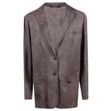 Salvatore Santoro - Brown Leather Jacket With Notched Lapel - Größe 46 - braun Salvatore Santoro - Brown Leather Jacket With Notched Lapel - Größe 46 - braun