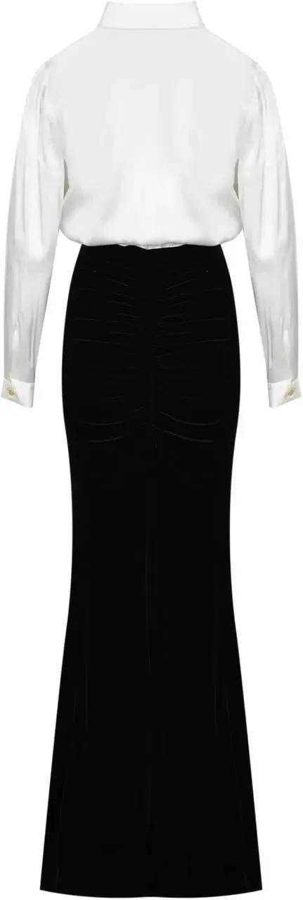 Elisabetta Franchi - Silk Blend Midi Dress With Long Sleeves - Größe 42 - schwarz – Bild 4