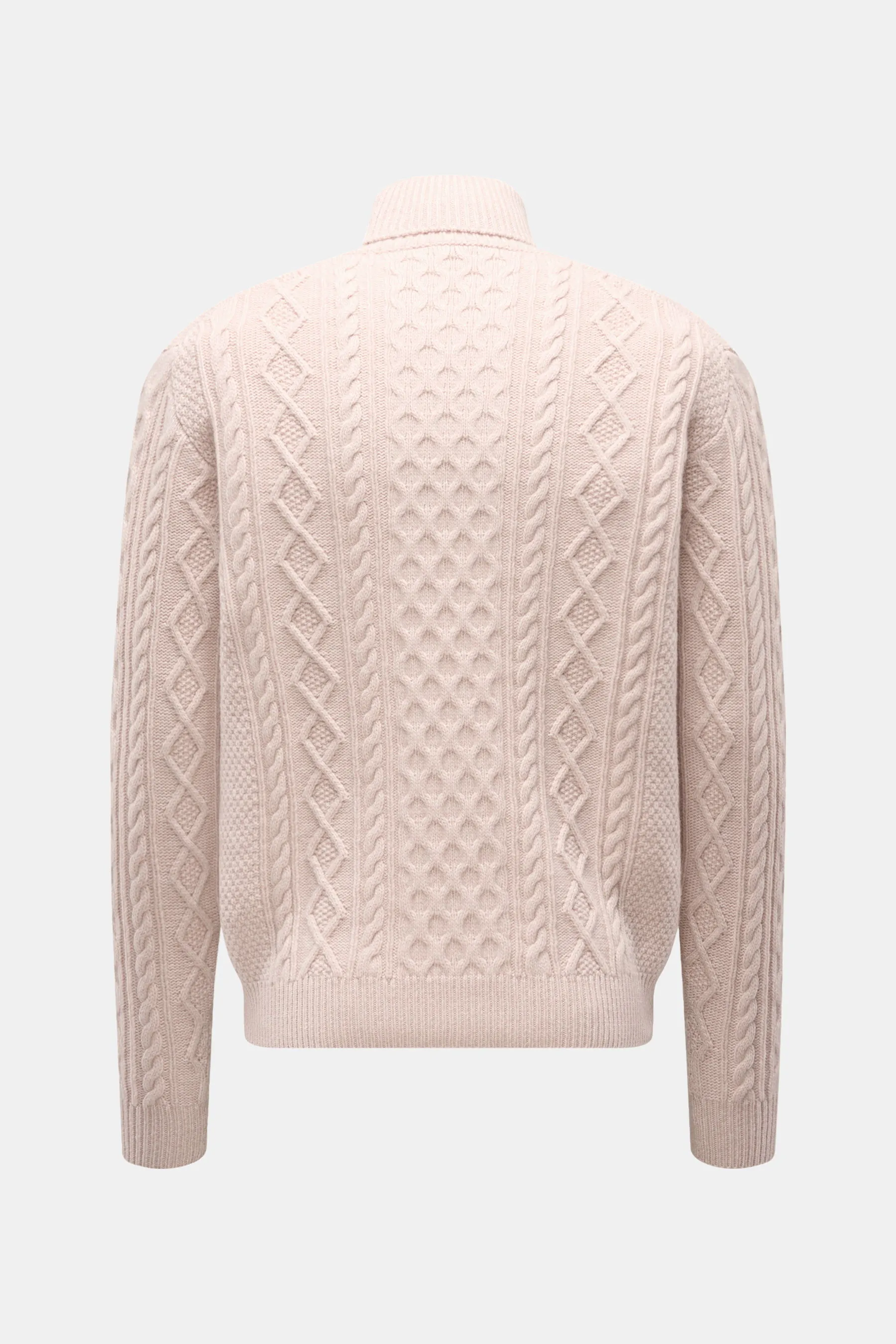 04651/ A trip in a bag - Herren - Rollkragenpullover 'Mouline Cable Turtle' altrosa meliert – Bild 3