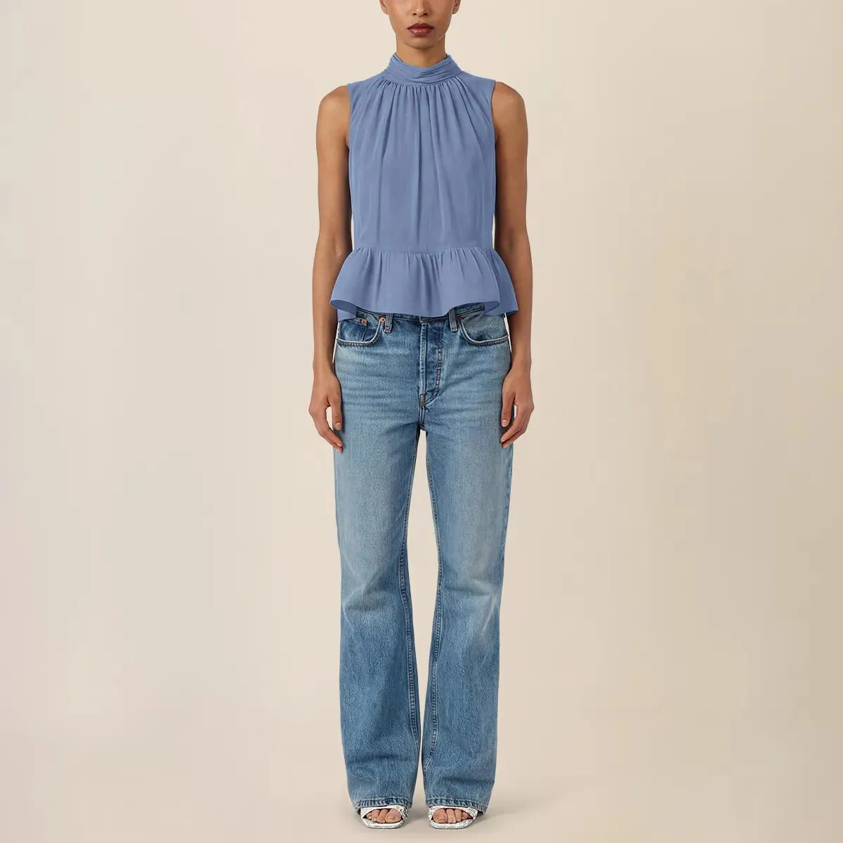 Apart - Top mit Volant - Größe 38 - blau – Bild 4