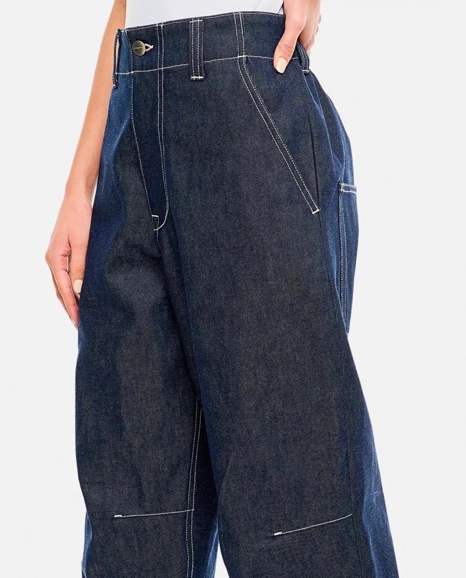 Too God - High-Waisted Wide Leg Jeans With Knee Cuts And Fiv - Größe 26 - blau – Bild 2