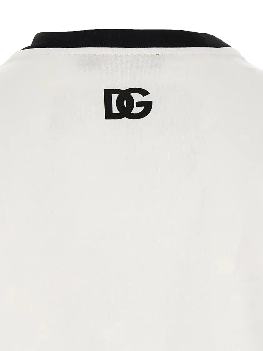 Dolce&Gabbana - Cotton Crewneck T-Shirt With Front Logo - Größe S - weiß – Bild 2
