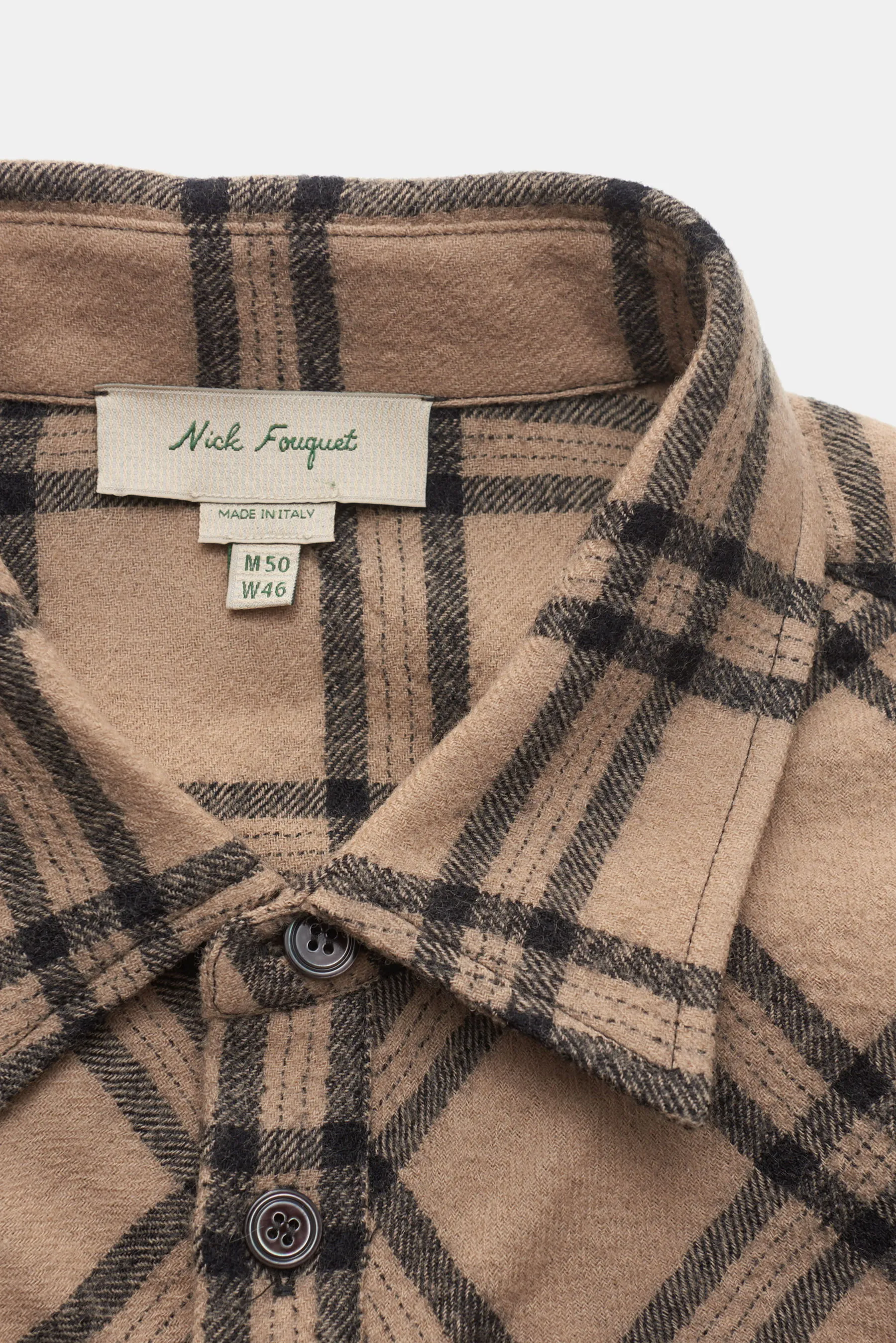 Nick Fouquet - Herren - Casual Hemd schmaler Kragen hellbraun/schwarz kariert – Bild 2