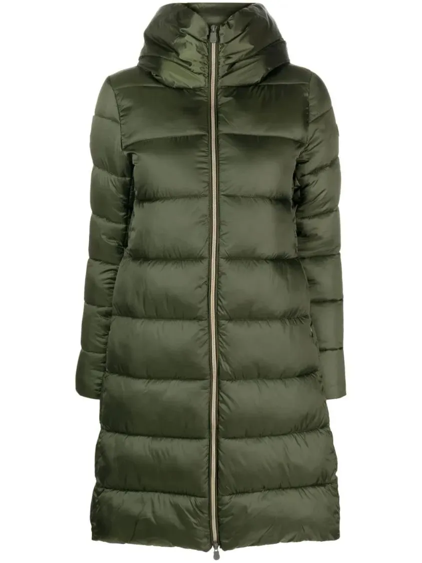 Save the Duck - Dark Green Padded Coat With Appliqué Logo And Two - Größe 1 - grün Save the Duck - Dark Green Padded Coat With Appliqué Logo And Two - Größe 1 - grün