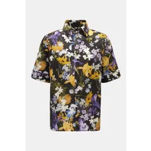 Erdem - Herren - Leinen Kurzarmhemd %27Felipe%27 Kent-Kragen schwarz/gelb/violett gemustert Erdem - Herren - Leinen Kurzarmhemd %27Felipe%27 Kent-Kragen schwarz/gelb/violett gemustert