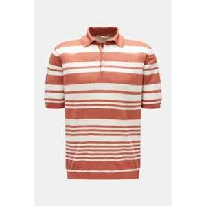 Maurizio Baldassari - Herren - Leinen Kurzarm-Strickpolo %27Crazy Stripes%27 rostrot/creme gestreift Maurizio Baldassari - Herren - Leinen Kurzarm-Strickpolo %27Crazy Stripes%27 rostrot/creme gestreift