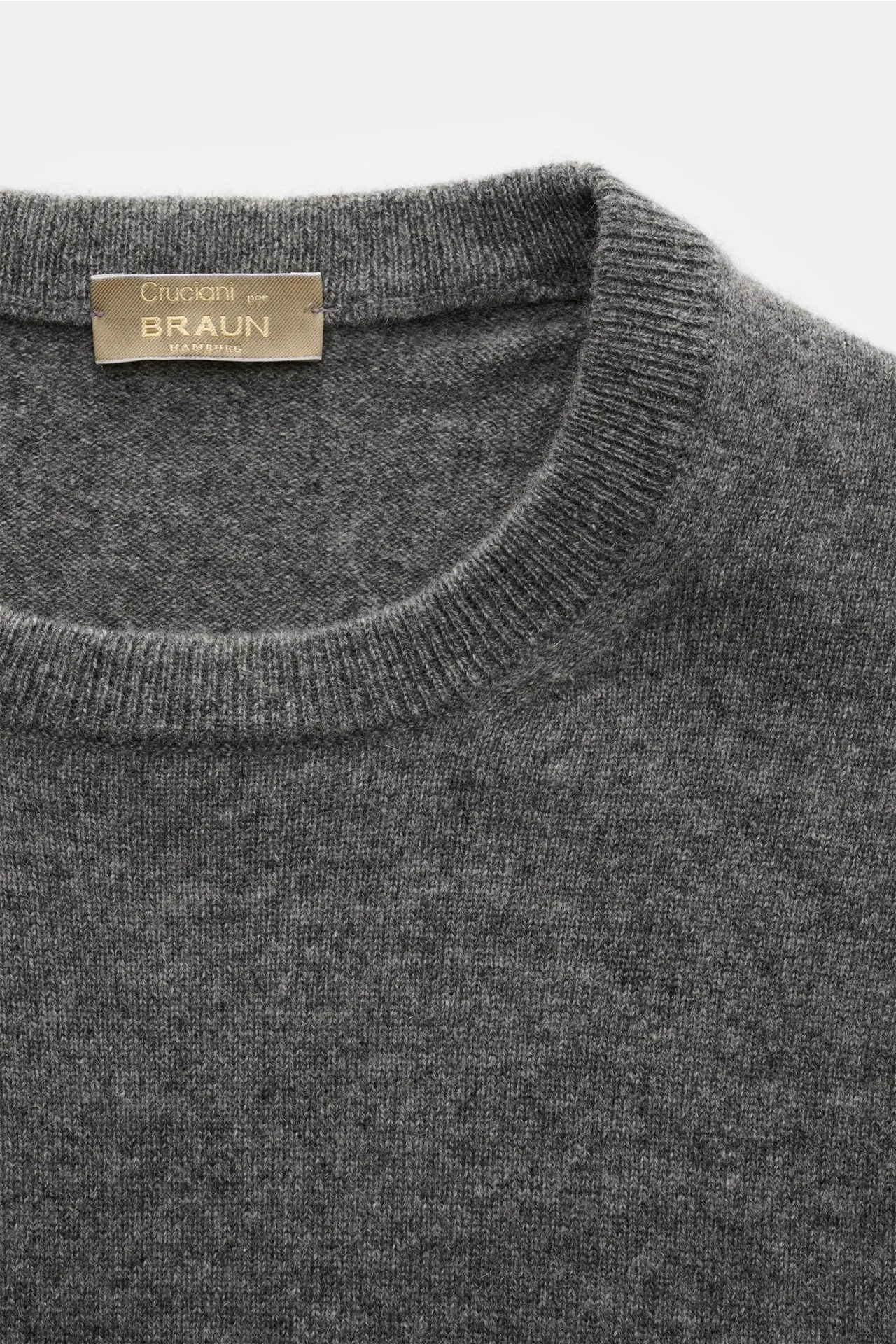Cruciani - Herren - Cashmere Rundhalspullover dunkelgrau meliert – Bild 2