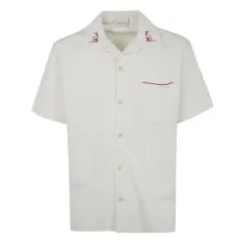 Drôle De Monsieur - Camp Collar Shirt With Embroidered Motif And Chest - Größe S - weiß Drôle De Monsieur - Camp Collar Shirt With Embroidered Motif And Chest - Größe S - weiß