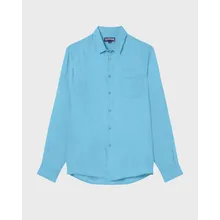 Vilebrequin - Einfarbiges Hemd Aus Leinen Für Herren - Hemd - Caroubis - Blau - Größe L Vilebrequin - Einfarbiges Hemd Aus Leinen Für Herren - Hemd - Caroubis - Blau - Größe L