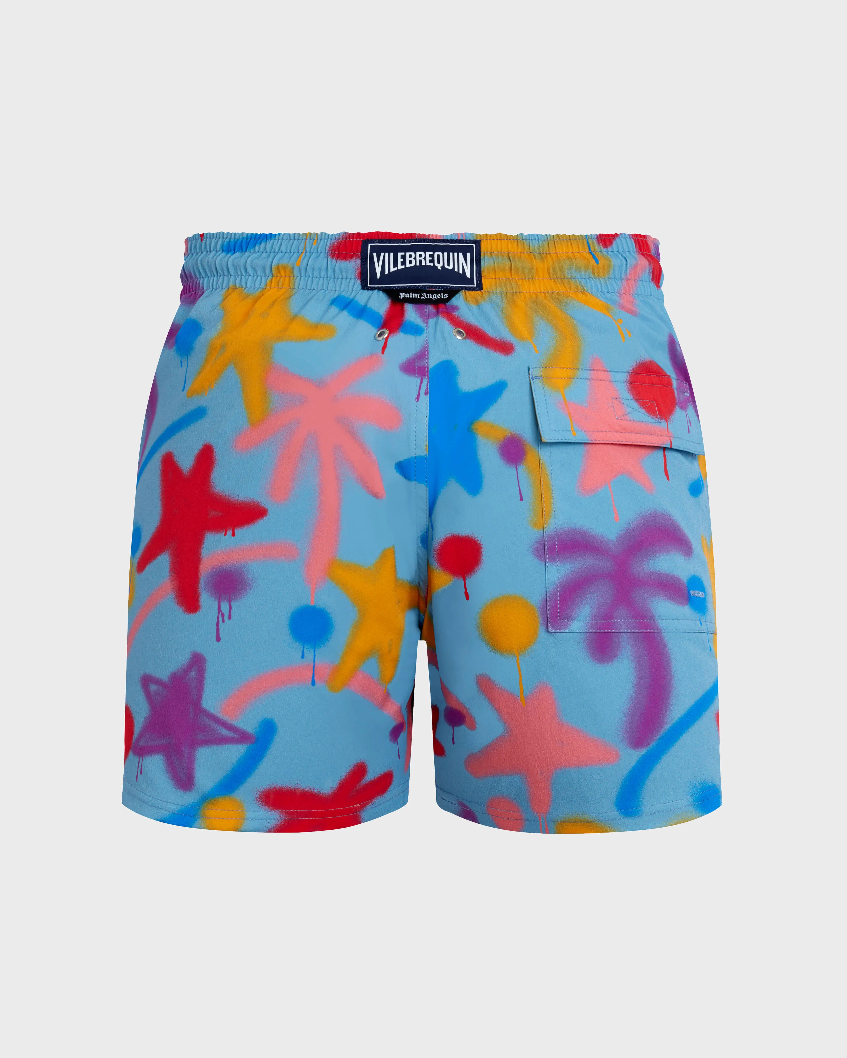Vilebrequin - Kurze Spray Paint Stretch-badeshorts Für Herren - Vbq X Palm Angels - Bademode - Monrise - Blau - Größe M – Bild 2