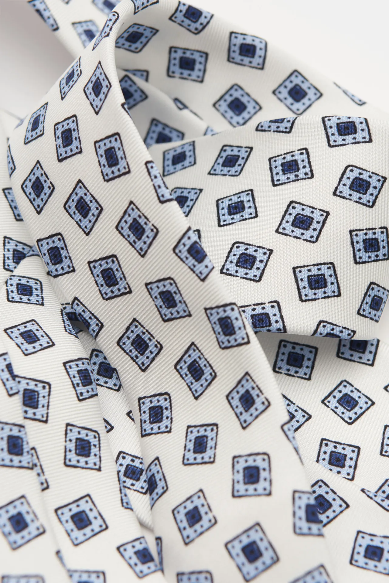 Borrelli - Herren - Seidenkrawatte offwhite/hellblau/navy gemustert – Bild 4