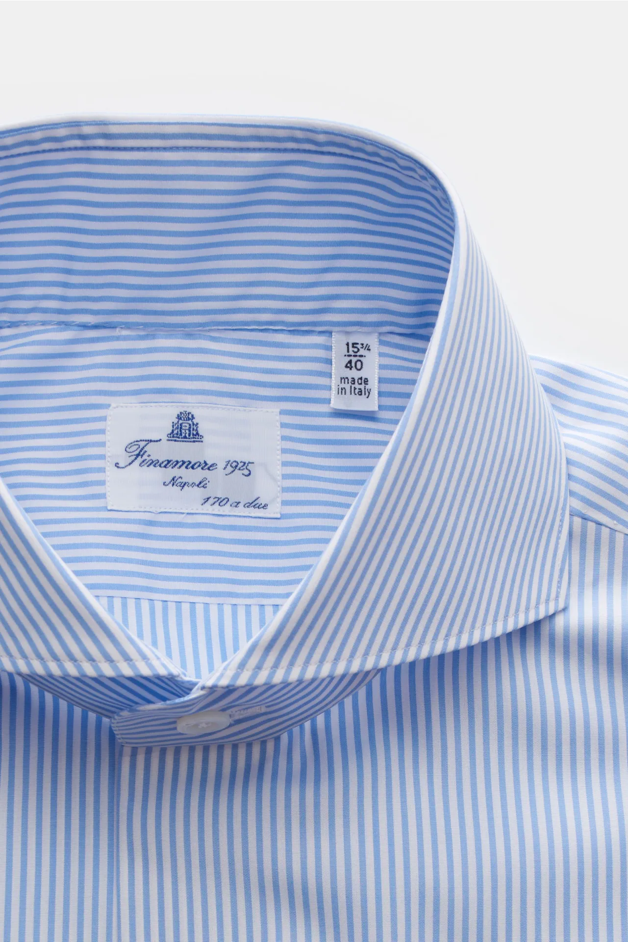 Finamore - Herren - Business Hemd 'Sergio Milano' Haifisch-Kragen hellblau/weiß gestreift – Bild 2