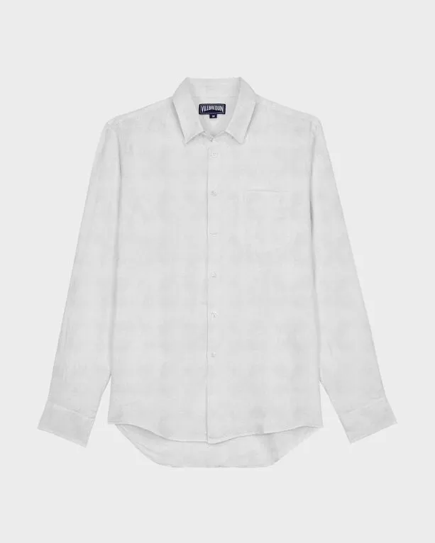 Vilebrequin - Turtle Monogram Hemd Aus Leinen Und Baumwolle Für Herren - Hemd - Caroubis - Weiss - Größe XXXL Vilebrequin - Turtle Monogram Hemd Aus Leinen Und Baumwolle Für Herren - Hemd - Caroubis - Weiss - Größe XXXL