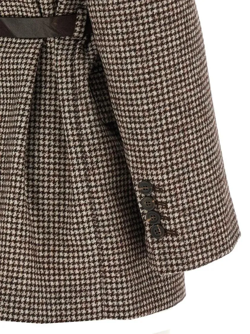 Brunello Cucinelli - Deconstructed Houndstooth Blazer With Leather Belt - Größe 38 - grau – Bild 2