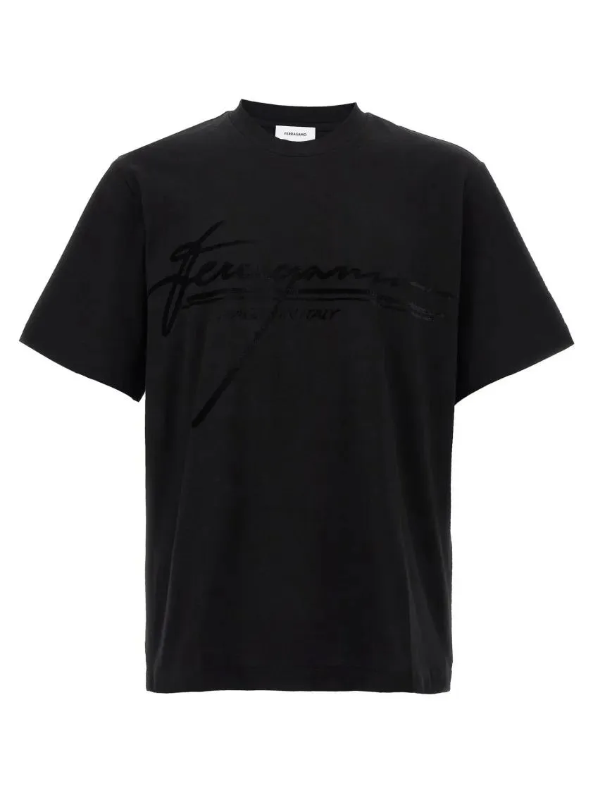 Salvatore Ferragamo - %27Firma%27 T-Shirt - Größe L - schwarz Salvatore Ferragamo - %27Firma%27 T-Shirt - Größe L - schwarz