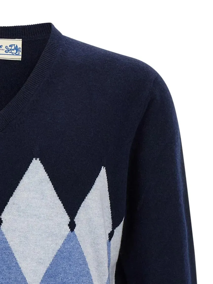 Ballantyne - Argyle Pattern Sweater - Größe 52 - blau – Bild 3