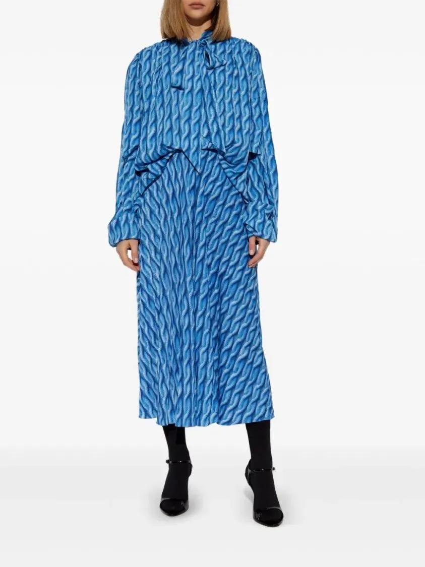 Balenciaga - Wave Pattern Print Dress - Größe 36 - blau – Bild 4
