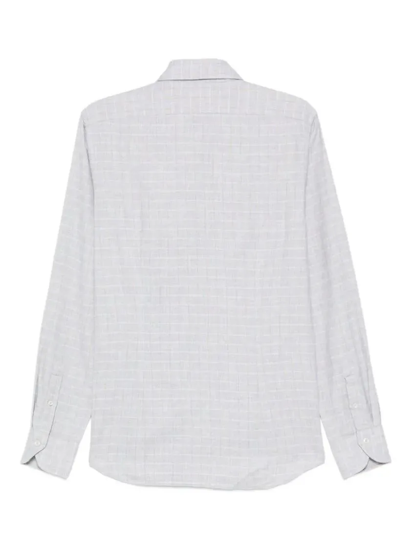 Xacus - Subtle Checkered Long-Sleeve Shirt With Classic Co - Größe 39 - weiß – Bild 2