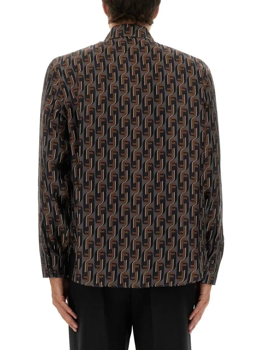 Fendi - Geometric Print Silk Shirt - Größe M - bunt – Bild 3