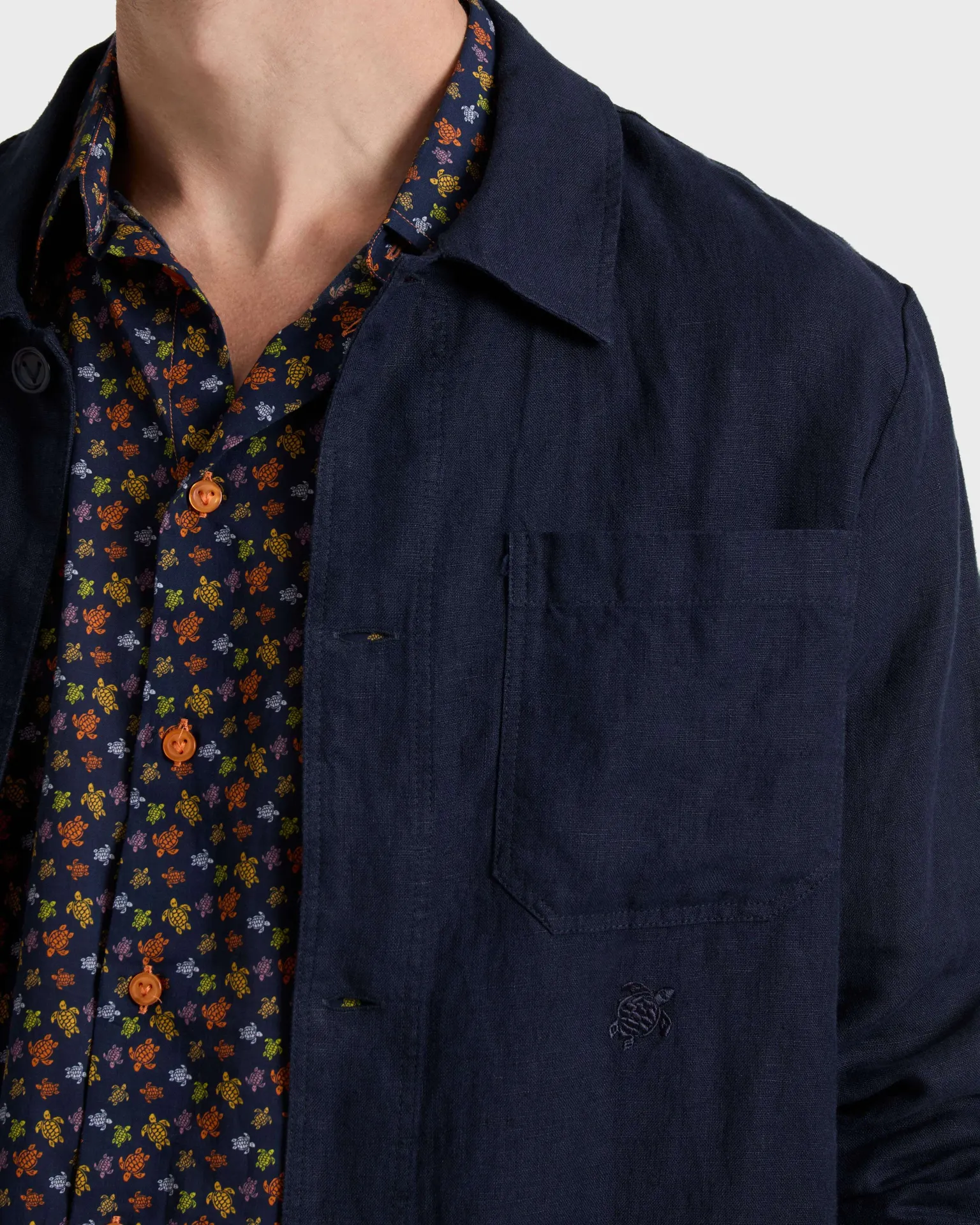 Vilebrequin - Herren-leinen-overshirt Uni - Jacke - Corentin - Blau - Größe S – Bild 5