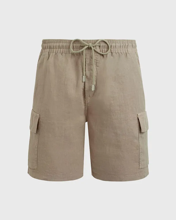 Vilebrequin - Einfarbige Leinen-bermudashorts Mit Cargotaschen Für Herren - Bermuda - Baie - Beige - Größe M Vilebrequin - Einfarbige Leinen-bermudashorts Mit Cargotaschen Für Herren - Bermuda - Baie - Beige - Größe M