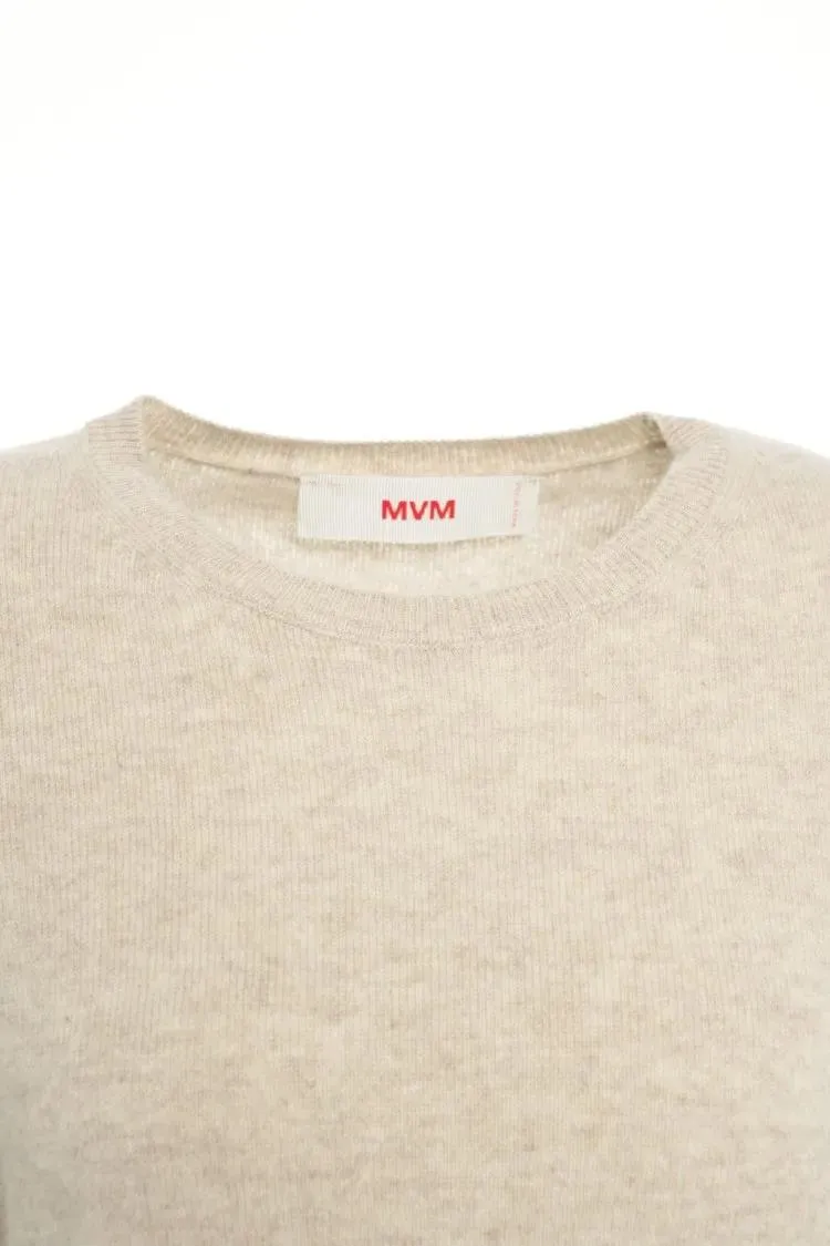 Mvm - Cashmere Sweater With Classic Round Neckline - Größe 40 - beige – Bild 3