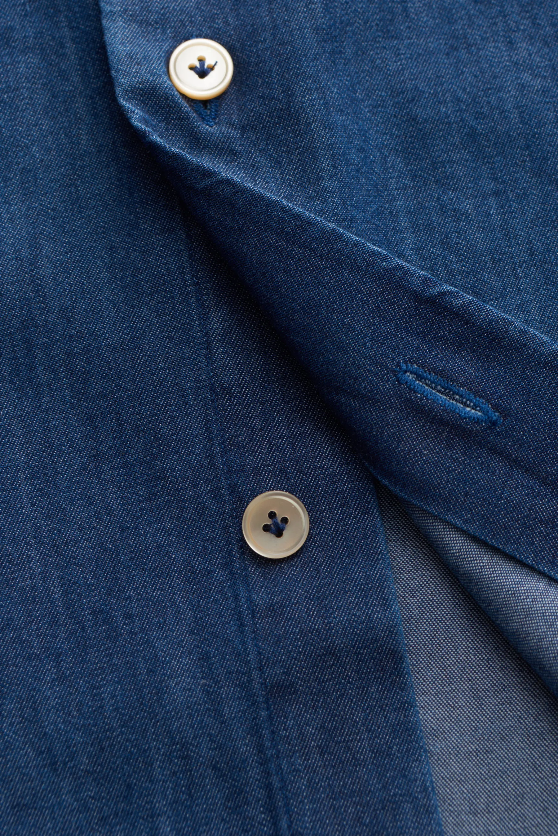 Gherardi - Herren - Chambray-Hemd Haifisch-Kragen dunkelblau – Bild 4
