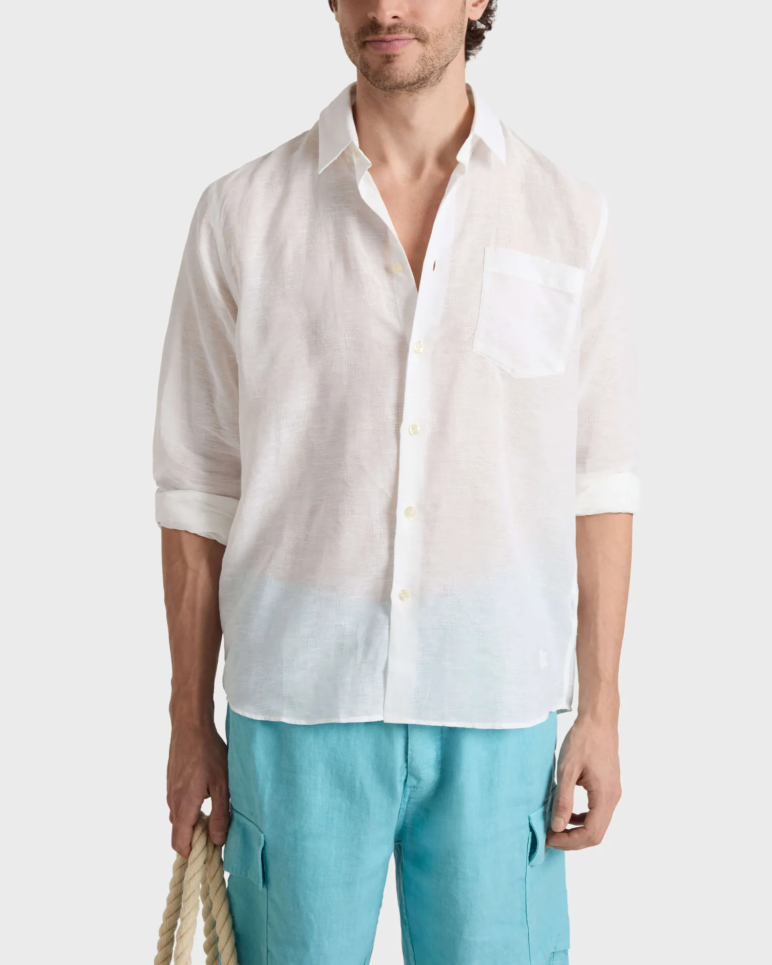 Vilebrequin - Turtle Monogram Hemd Aus Leinen Und Baumwolle Für Herren - Hemd - Caroubis - Weiss - Größe L – Bild 3