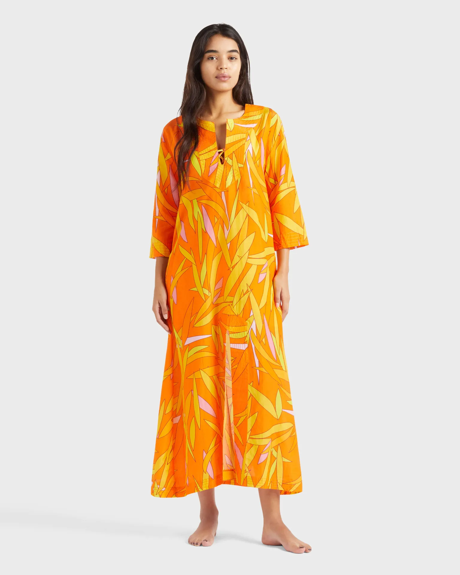 Vilebrequin - Madrague Kaftan Aus Baumwolle Und Seide Für Damen - Kaftan - Leonor - Orange - Größe M – Bild 3