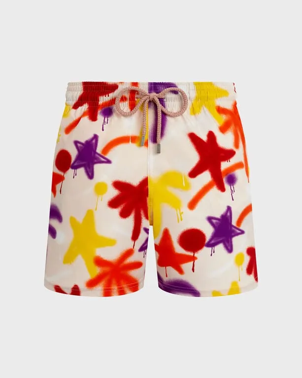 Vilebrequin - Kurze Spray Paint Stretch-badeshorts Für Herren - Vbq X Palm Angels - Bademode - Monrise - Rosa - Größe M Vilebrequin - Kurze Spray Paint Stretch-badeshorts Für Herren - Vbq X Palm Angels - Bademode - Monrise - Rosa - Größe M