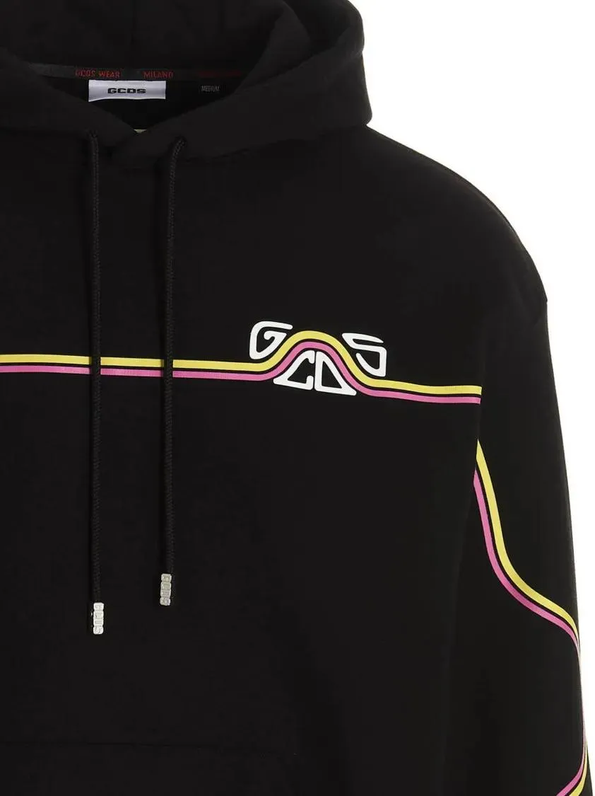Gcds - 'Waved Logo' Hoodie - Größe XS - schwarz – Bild 3