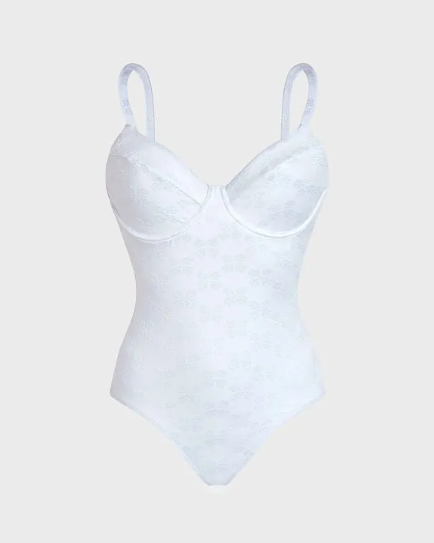 Vilebrequin - Turtle Monogram Badeanzug Aus Jacquard Mit Bügeln Für Damen - Bademode - Leonita - Weiss - Größe L Vilebrequin - Turtle Monogram Badeanzug Aus Jacquard Mit Bügeln Für Damen - Bademode - Leonita - Weiss - Größe L