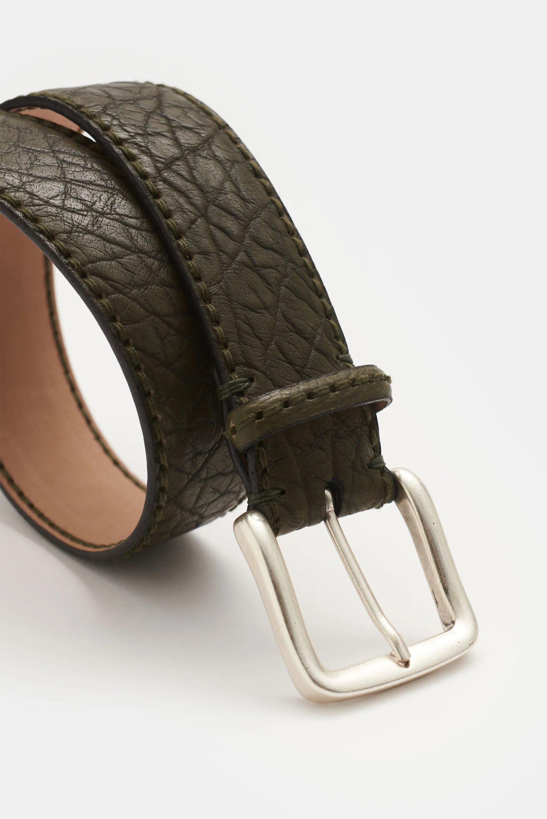 Fausto Colato - Herren - Gürtel Bisonleder dunkelgrün – Bild 2