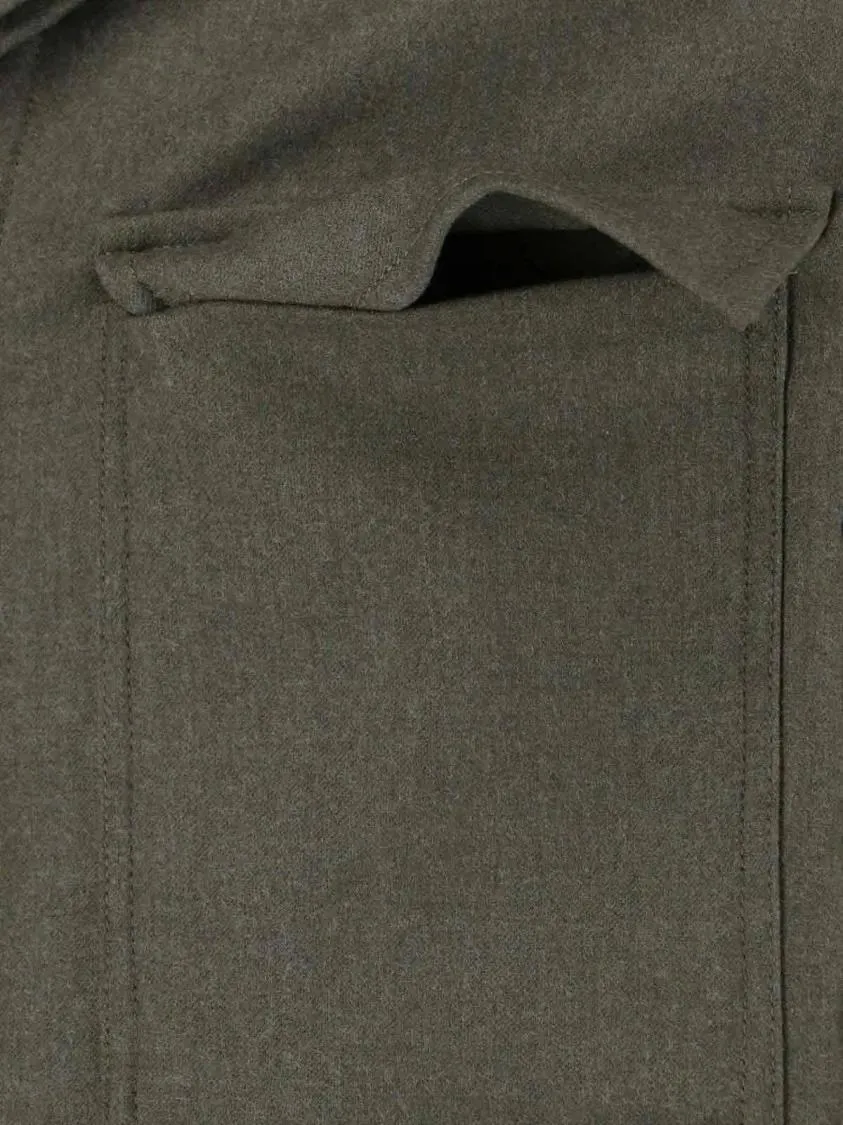 Cruna - Structured Wool Shirt Jacket With Classic Collar A - Größe 54 - grün – Bild 4