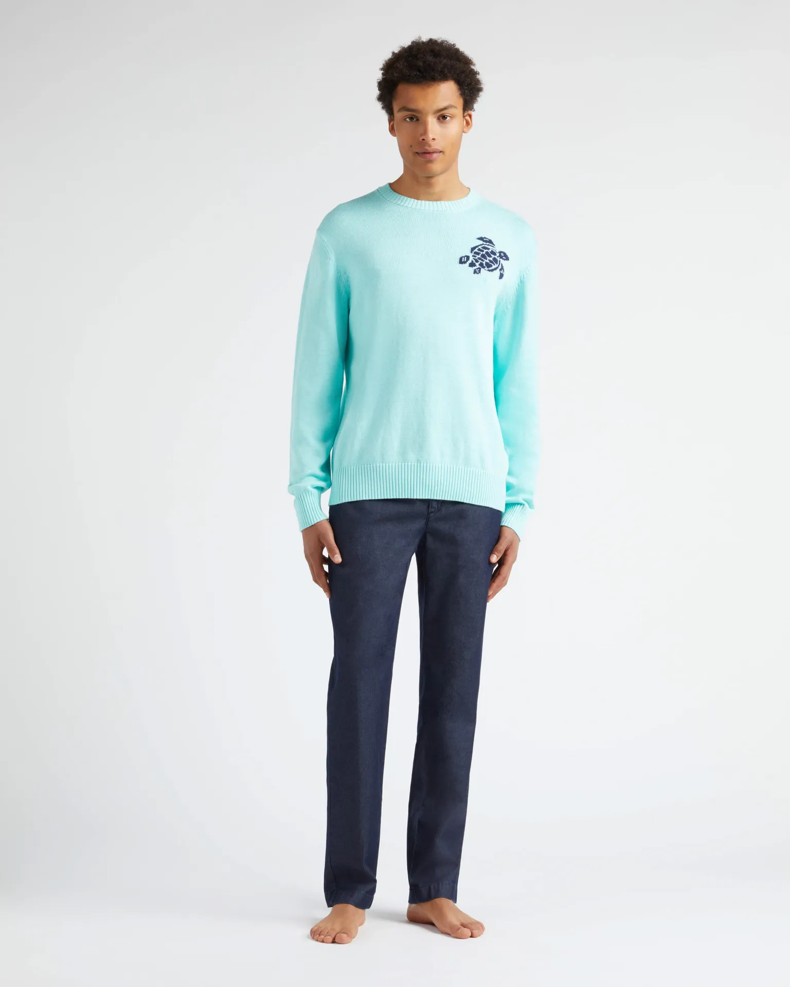 Vilebrequin - Turtle Rundhalspullover Aus Baumwolle Und Kaschmir Für Herren - Pullover - Rayol - Blau - Größe L – Bild 3