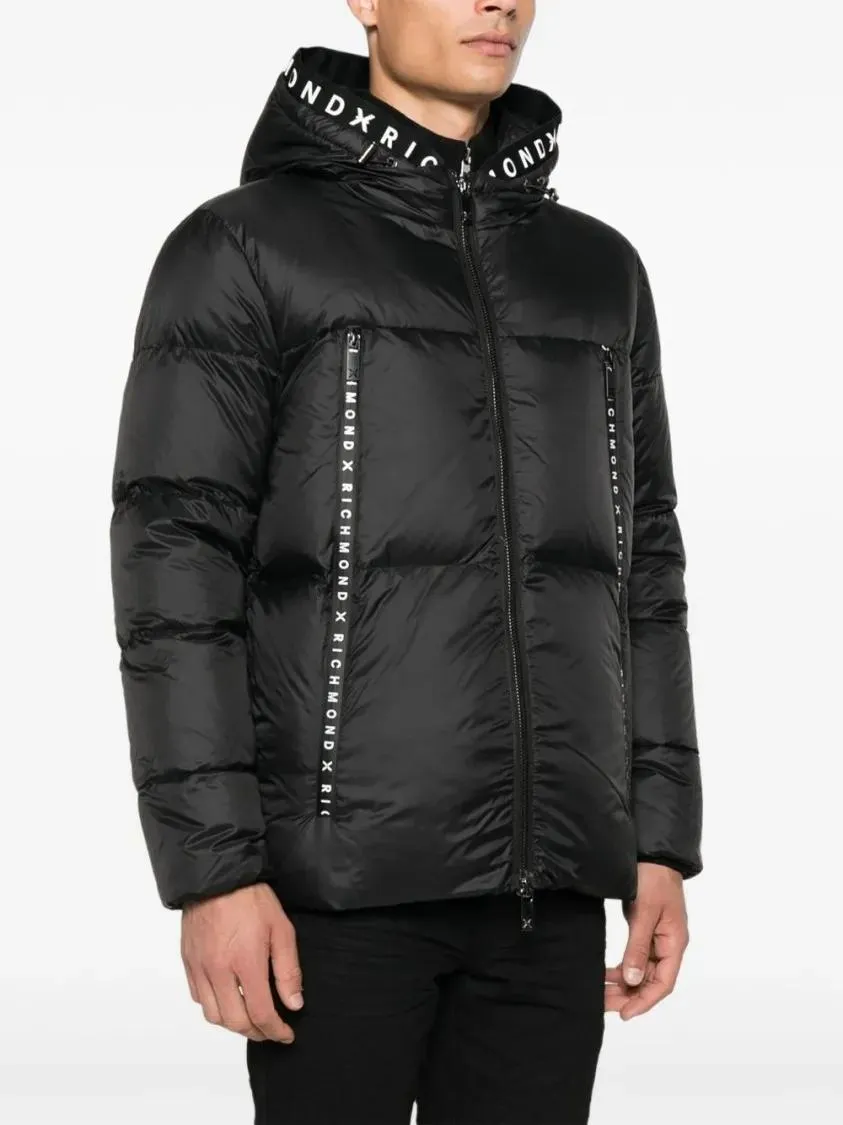 John Richmond - Puffy Black Jacket With Hood And Zip-Up Front - Größe 50 - schwarz – Bild 2