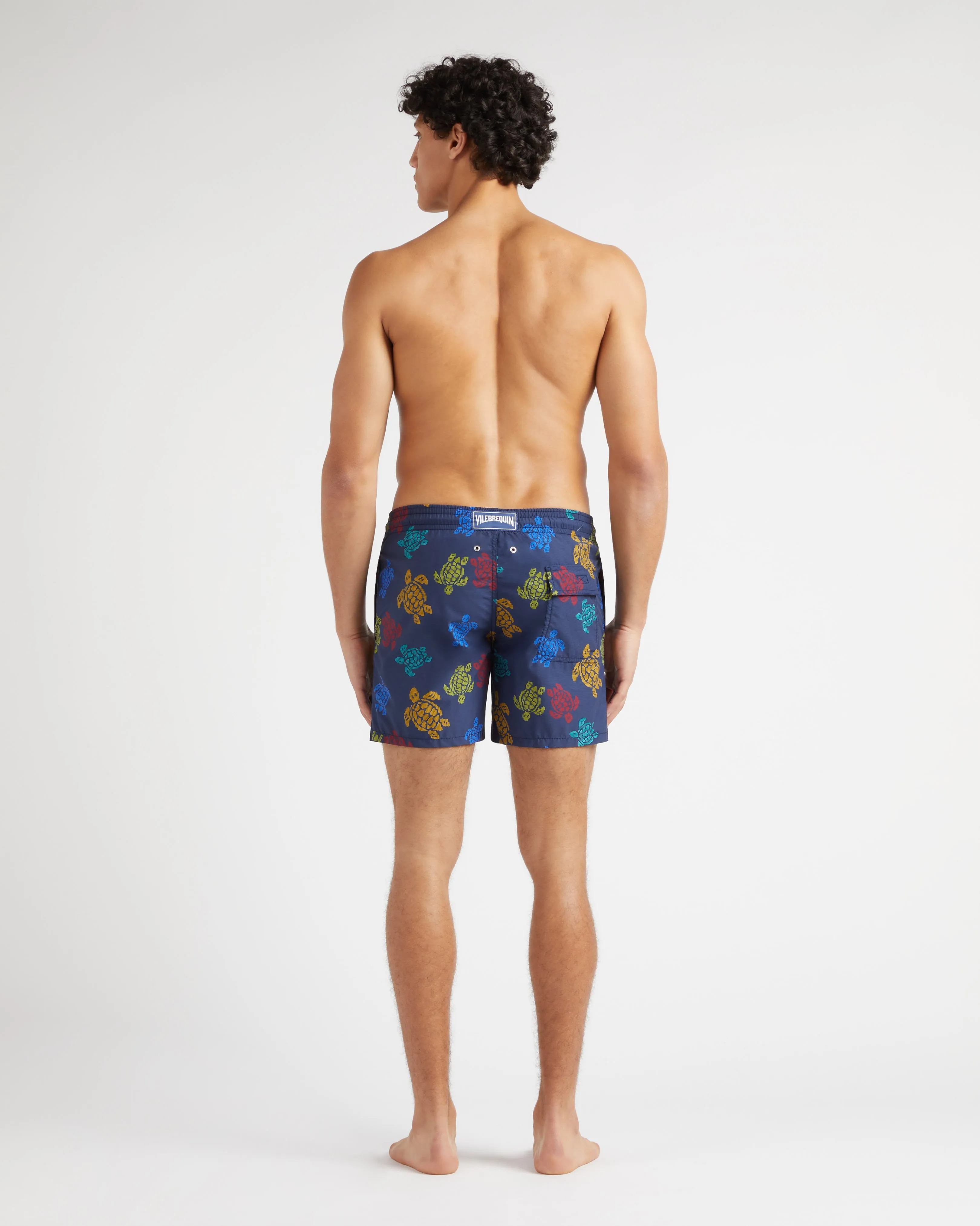 Vilebrequin - Ronde Des Tortues Tricot Badeshorts Für Herren – Vilebrequin X Falke - Bademode - Moorea - Blau - Größe M – Bild 4