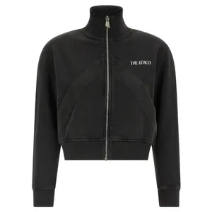 The Attico - Cropped Mélange Sweatshirt With 3D Logo - Größe 40 - schwarz The Attico - Cropped Mélange Sweatshirt With 3D Logo - Größe 40 - schwarz