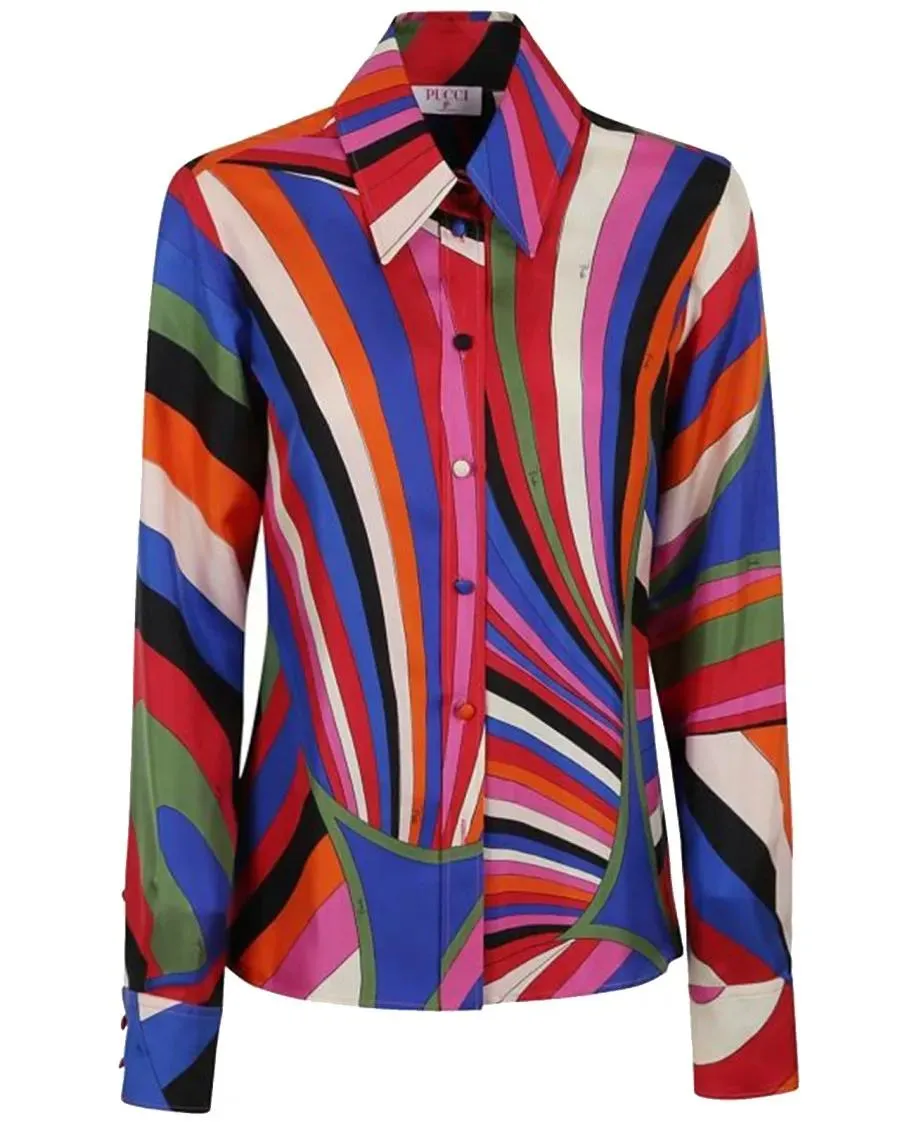 Emilio Pucci - Iride-Print Silk Shirt - Größe 42 - bunt Emilio Pucci - Iride-Print Silk Shirt - Größe 42 - bunt