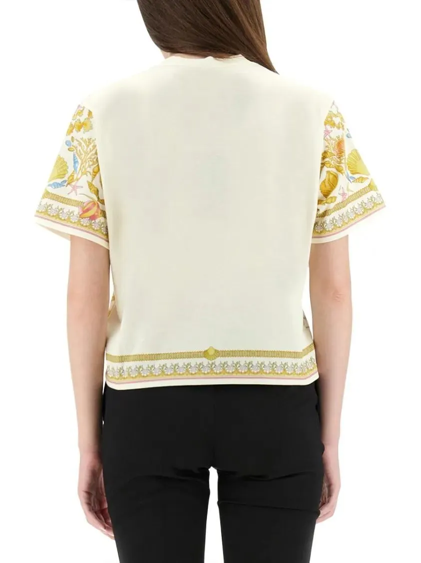 Versace - "Underwater Baroque" T-Shirt - Größe 40 - weiß – Bild 3
