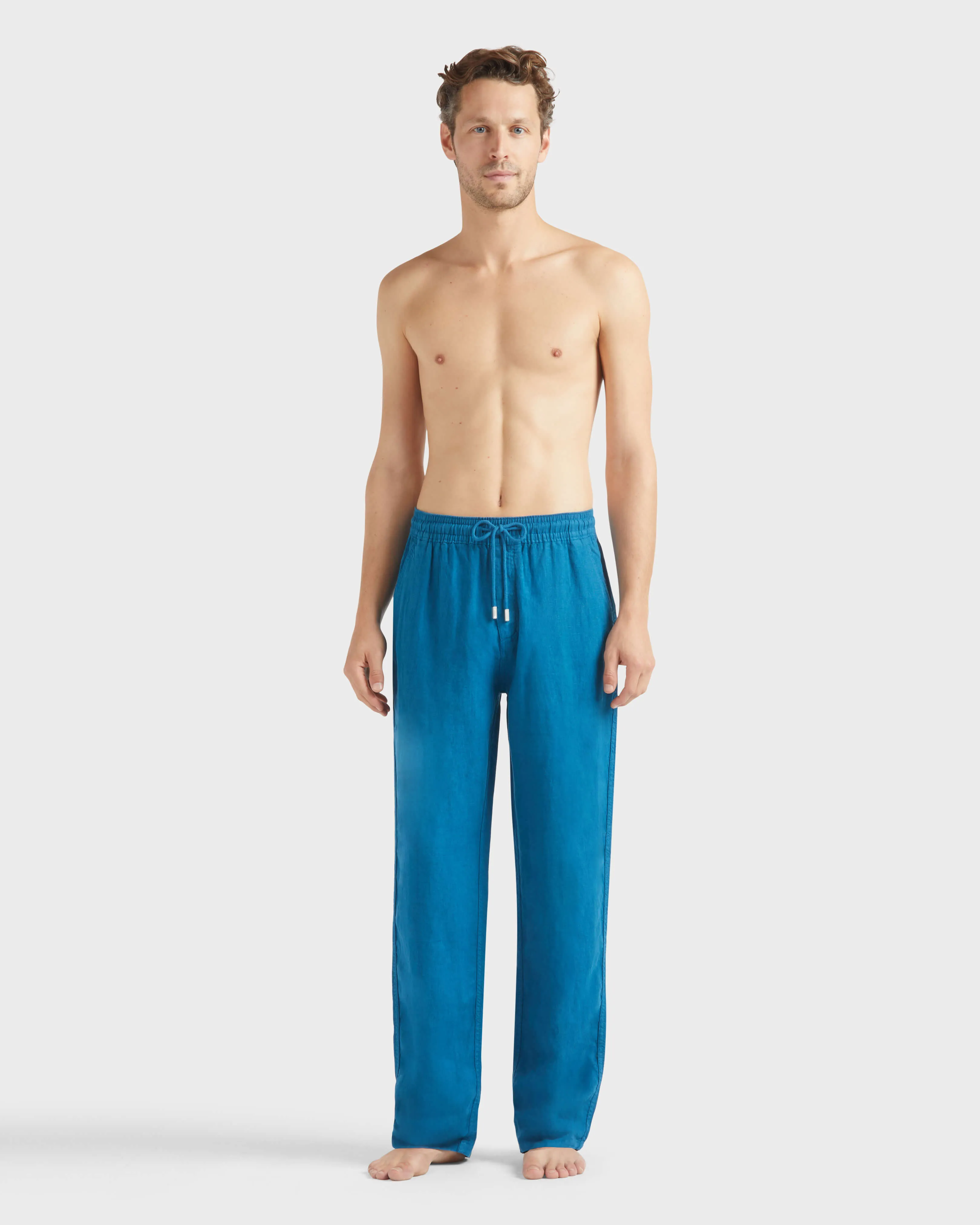 Vilebrequin - Solid Weite Leinenhose Für Herren - Hose - Pacha - Blau - Größe XXXL – Bild 3