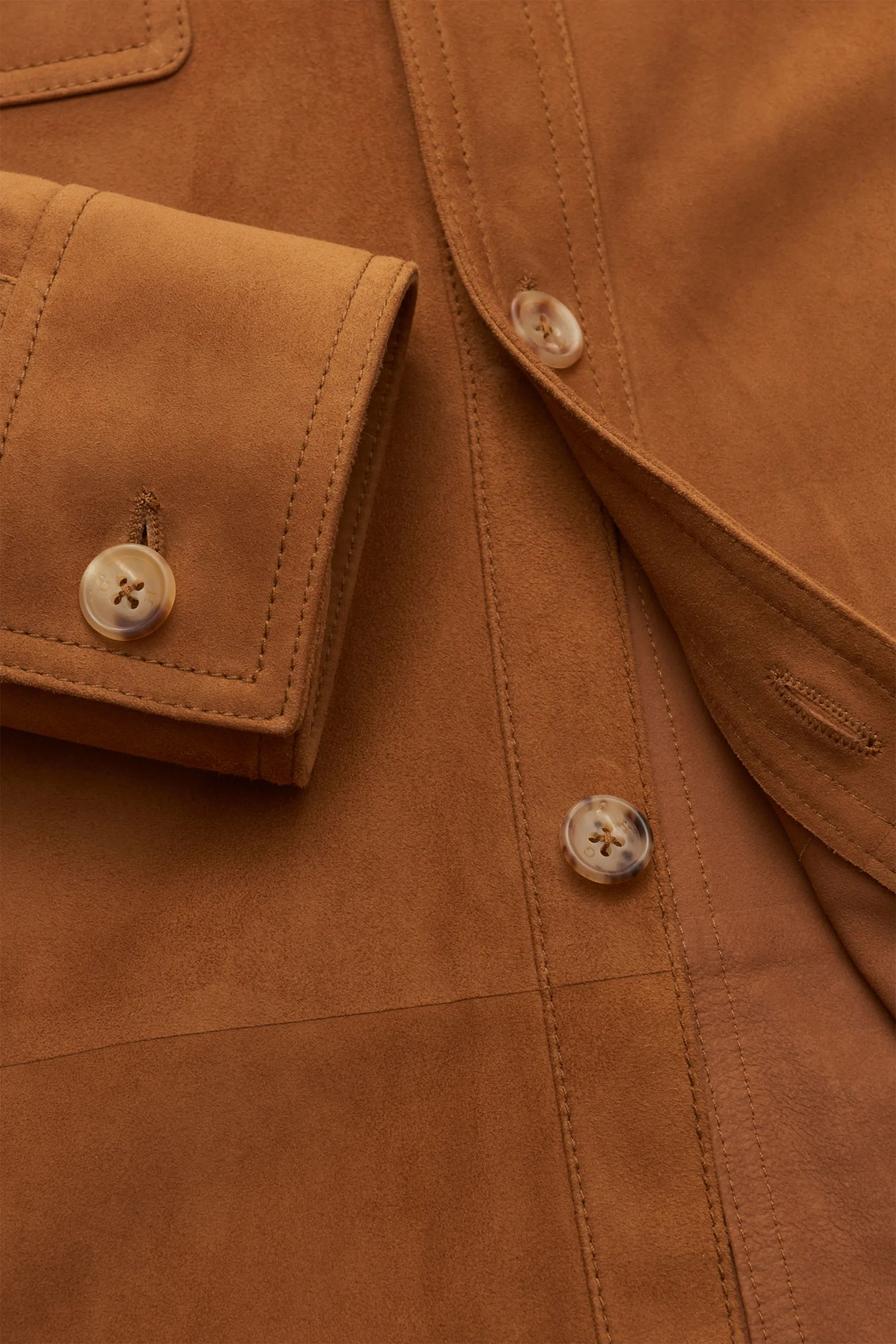 Gabriela Hearst - Herren - Veloursleder-Overshirt 'Lucas' hellbraun – Bild 4