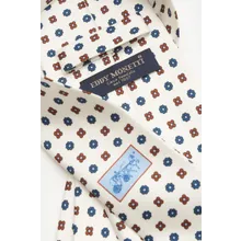 Eddy Monetti - Herren - Seidenkrawatte offwhite/navy/braun gemustert